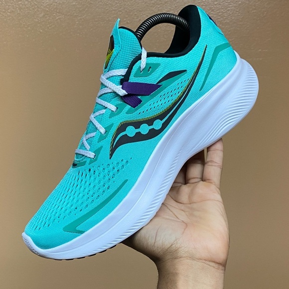 Saucony Ride 15 “Cool Mint Purple Volt Black White” Size 10.5 - Picture 12 of 17